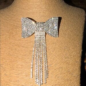 Sparkling rhinestone Bow with Tassels French clip barrette sparkling gorgeous